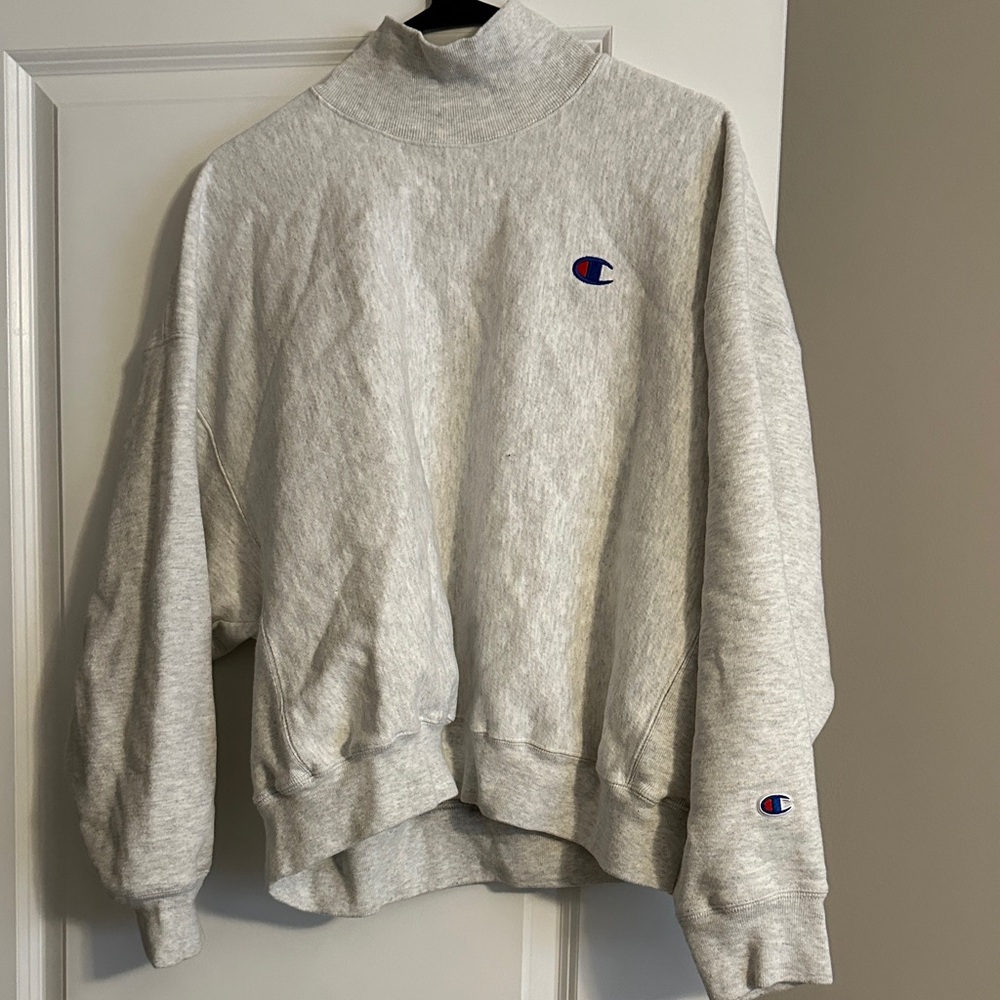 Champion Light Gray Reverse Weave Turtleneck sz L